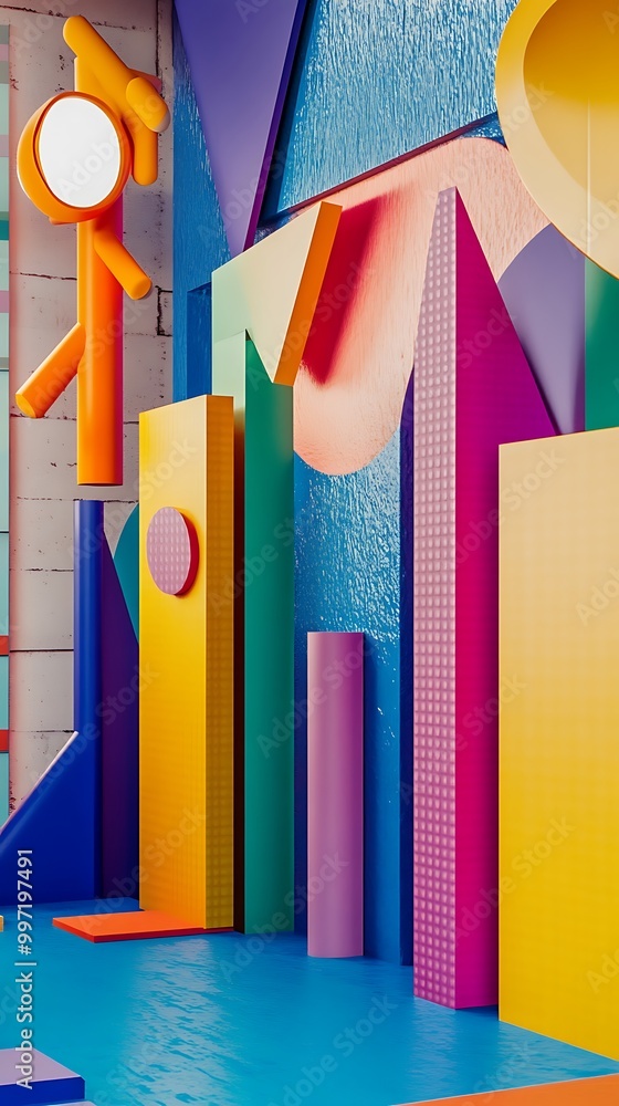 Poster abstract background filled with creative and colorful geometric patterns and shapes