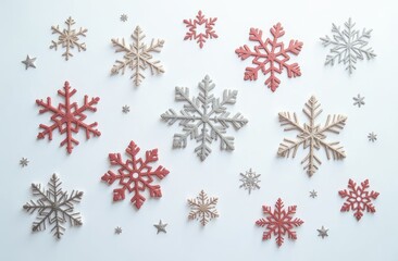 Christmas pattern. Lots of snowflakes on a white background. New Year celebration.