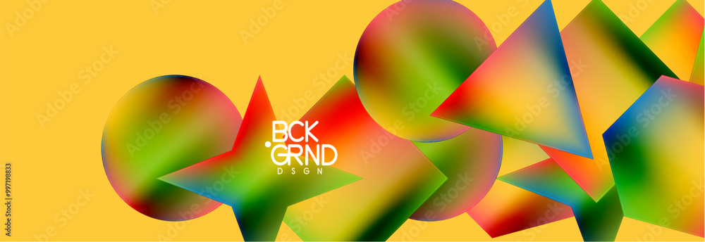 Poster neon color geometric shapes square triangle circle abstract background. vector illustration for wall