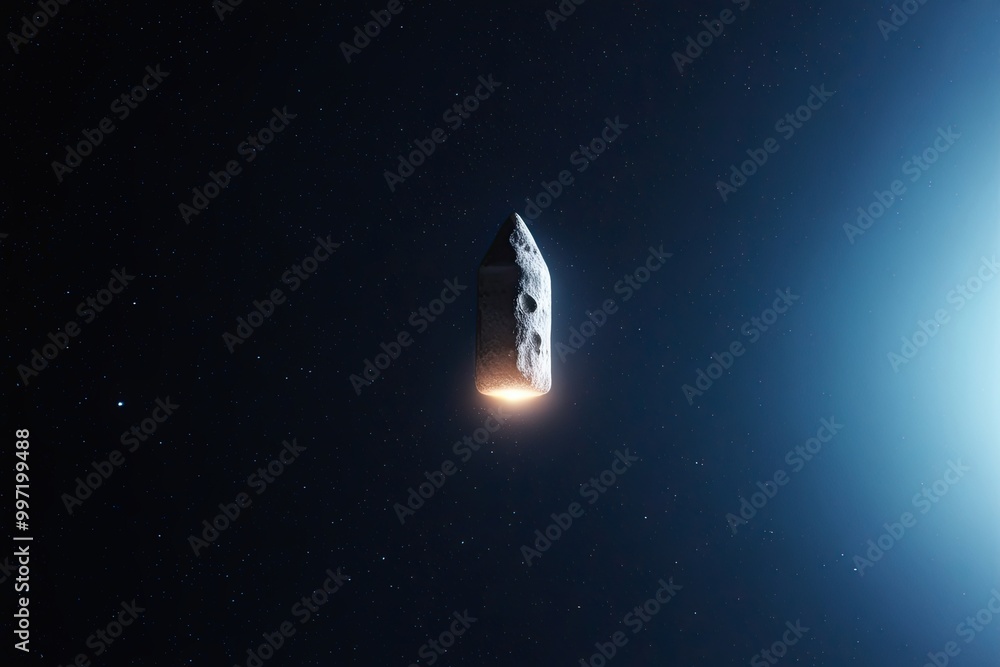 Poster Isolated Meteor on White Background in Outer Space