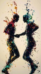 Abstract digital art showcases the connection between two human figures