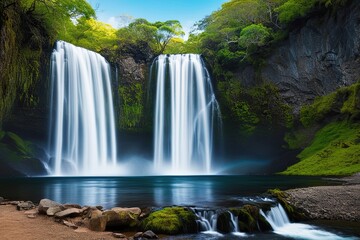 Serene Waterfalls in Nature Discovering Tranquility and Lush Landscapes