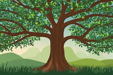 Vibrant Tree Branches and Lush Foliage for Eco-Friendly Art Illustrations