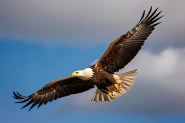 Obraz premium A Majestic Golden Eagle Soaring in a Beautiful Sky