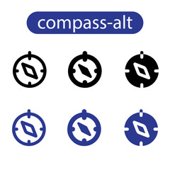 cute small compass icons with outline style vector art illustration on white background.
