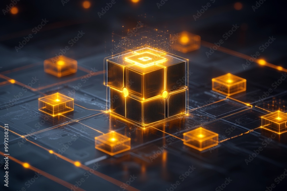 Poster neon glowing padlock on a digital tech grid symbolizing data protection encryption and online privac