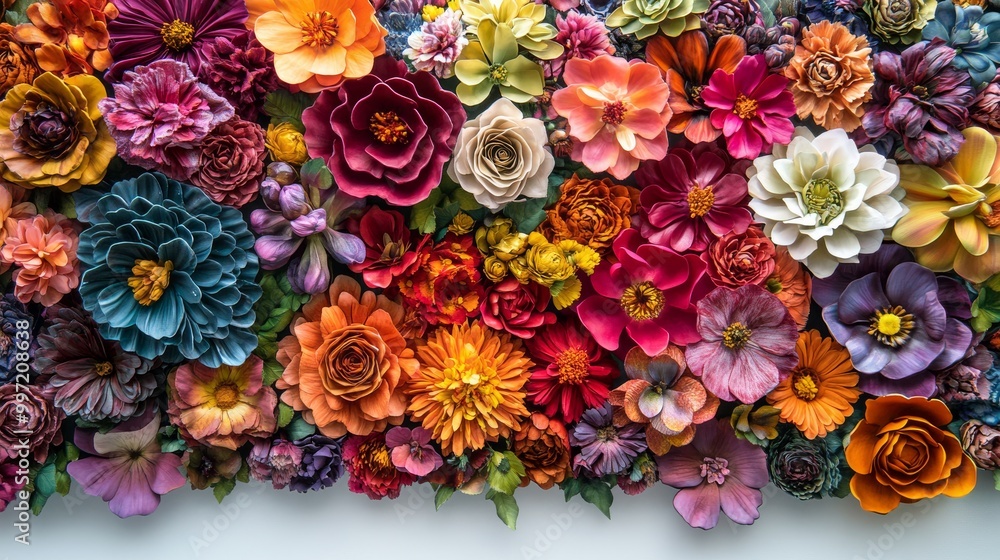 Poster a stunning array of colorful flower wall panels fills the space with intricate designs and vibrant h