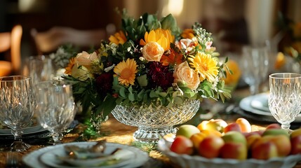 Futuristic Thanksgiving where the dishes are holographic representations and the guests are attending via virtual reality sharing a meal across galaxies