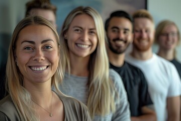 Fototapeta premium Team Portrait Emphasizing Collaboration and Support for Company Growth, Highlighting Diversity and Trust Among Employees