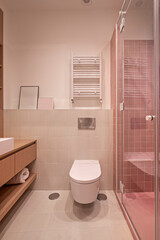 Many modern bathrooms use vanity units that offer hidden storage, helping to maintain a tidy environment 2