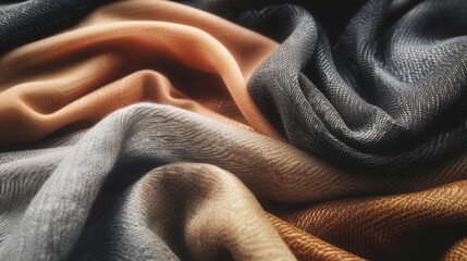 Fototapeta premium Detailed view of crumpled, multicolored texture fabric. Textile backdrop