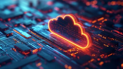 Concept serverless technology, hybrid cloud network, digital infrastructure, digital infrastructure equipment. data migration. Ultra realistic. Photorealistic 