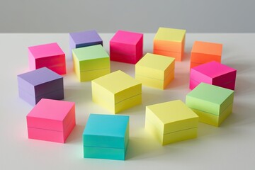 Obraz premium Radiant Sticky Notes in a Spectrum of Colors Set Against a Clean Background