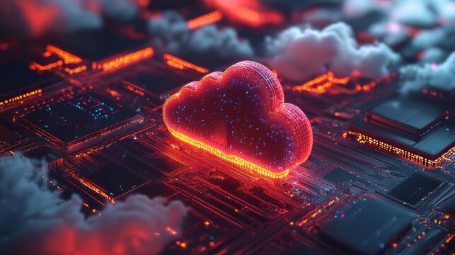 Digital cloud core: the heart of modern computing. concept cloud computing, data centers, digital infrastructure, technology trends, storage solutions. data migration.