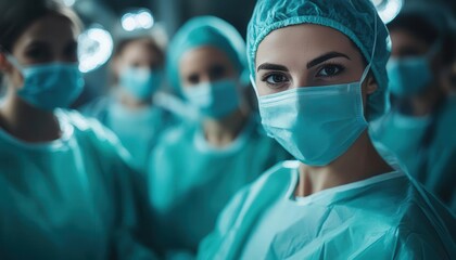 Healthcare system with doctors and nurses working together in a hospital, professional setting, sharp focus, soft lighting