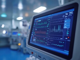 Fototapeta premium Healthcare technology being used to monitor a patient s vitals, tech-savvy style, sharp focus, bright lighting