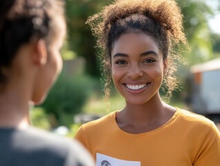 Public health awareness campaign with volunteers distributing health information, community style, sharp focus, vibrant colors