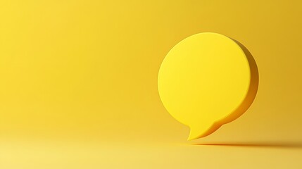 A vibrant yellow speech bubble stands out against a smooth pastel backdrop, ideal for expressing communication concepts in marketing and branding contexts