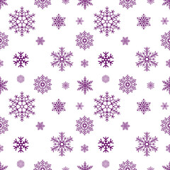 seamless pattern of purple snowflakes on a white background, texture, design