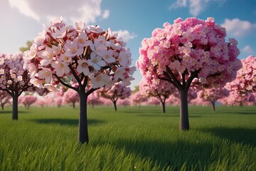 Fototapeta premium Stunning 3D Animation of Blossoms Swaying in a Gentle Breeze