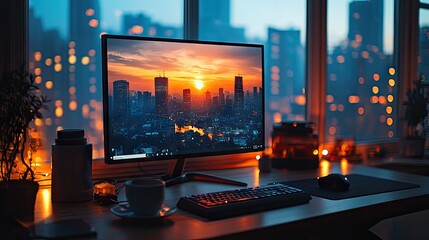 room, night, tv, television, interior, city, screen, computer, people, business, light, home, lights, traffic, design, hotel, living, entertainment