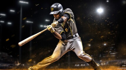 Naklejka premium Baseball Player Swinging for the Fences