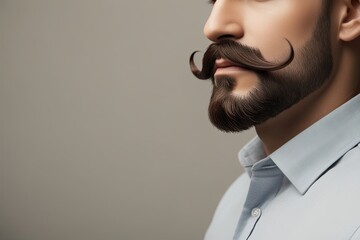 Sophisticated Brown Moustache on Minimalist Background - Timeless Facial Hair Style for Men