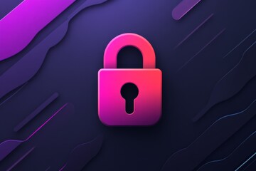 Bold pink padlock on a dark abstract background symbolizing encryption data security and protection in a creative tech inspired design