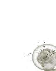 Watercolor abstract round green splashes on white background - Creative texture 