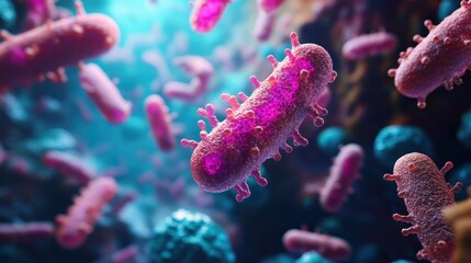 Naklejka premium Anti Bacteria Microscopic battle between bacteria and antimicrobial agents in a commercial setting