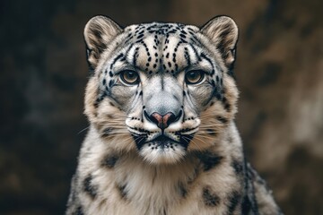 Obraz premium Close Up of Snow Leopard with Striking Fur Pattern and Intense Gaze