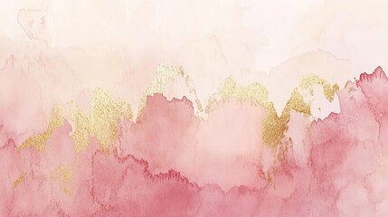 Soft watercolor abstract with gold accents.