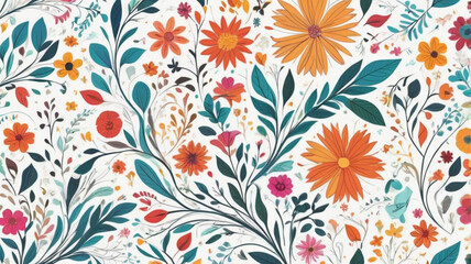 Minimalist Bloom: Delicate, small floral patterns in a variety of colors, arranged symmetrically for an elegant yet fresh look against a crisp white canvas.