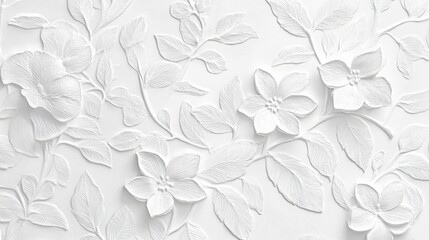 Textured white floral design on a light background.