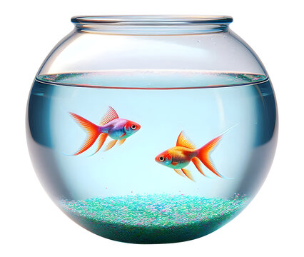 Golden fish bowl png small fish aquarium png transparent background - Powered by Adobe