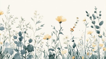 Naklejka premium Watercolor illustration of delicate wildflowers.