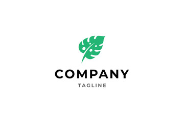 simple,monstera leaf logo in flat design style