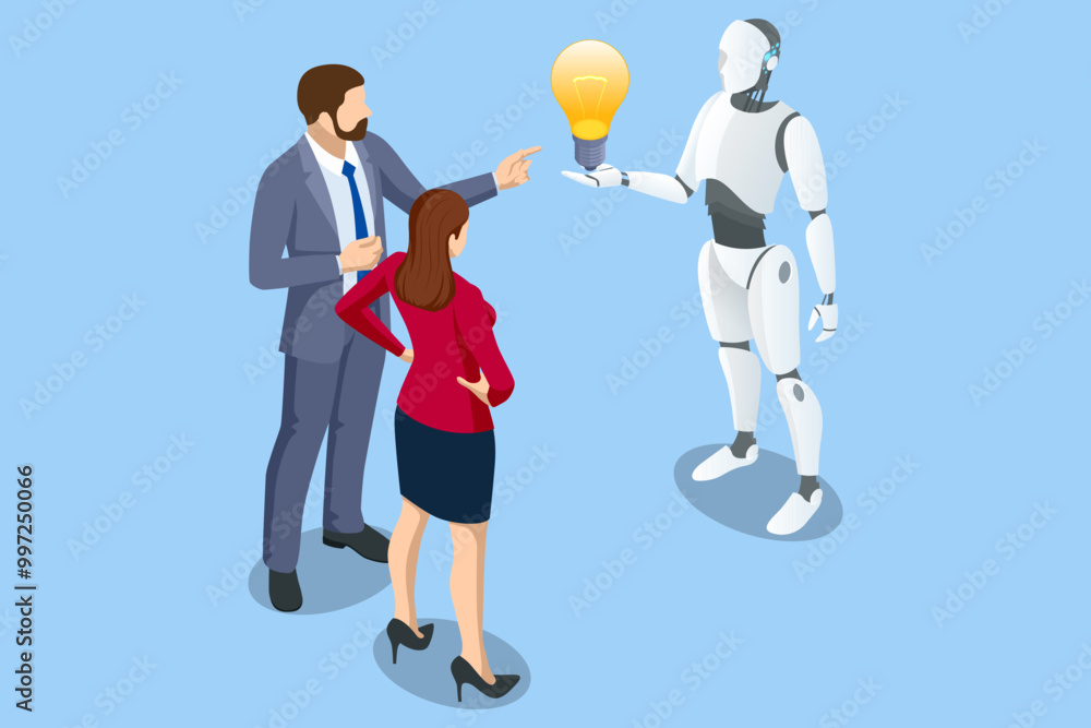 Poster isometric generative bot for creating ideas, editing, searching for questions. artificial intelligen