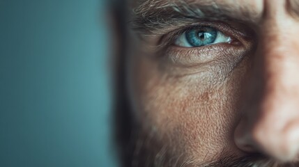 This image shows a partial close-up of a bearded man's face with a blurred background, focusing on the texture and details of his facial hair and skin.