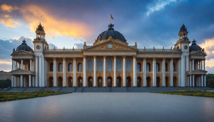 Obraz premium Golden Dome Building at Sunset