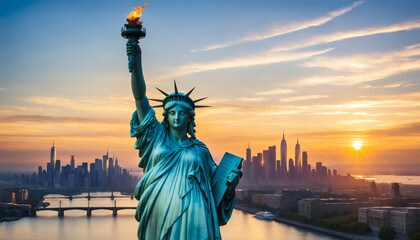 Statue of Liberty at Sunset