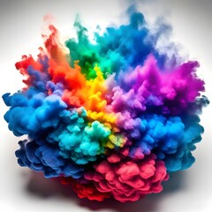 Obraz premium dynamic colorful smoke cloud with rainbow gradient on white