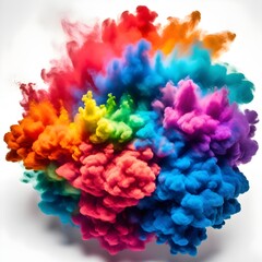 Obraz premium rainbow gradient smoke forming on white background