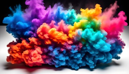 abstract rainbow smoke cloud with dynamic movement on white