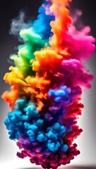Fototapeta premium dynamic rainbow-colored smoke cloud floating on white