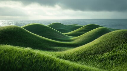 Surreal Grassy Landscape with Dreamlike Atmosphere