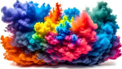 Fototapeta premium vibrant smoke cloud with rainbow hues on white