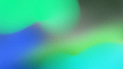 Abstract flat style Vintage glowing neon soft blur defocused noise grainy freeform gradient background Spring, Lime green, Night, Palatinate blue, Fluorescent cyan mid century modern colors copy space