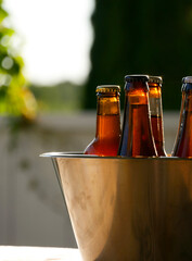 Beer bottles in ice