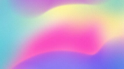 Fototapeta premium Abstract flat style Vintage glowing neon soft blur defocused noise grainy freeform gradient background Veronica, cerise, Canary, Robin egg blue, Palatinate mid century modern colors copy space